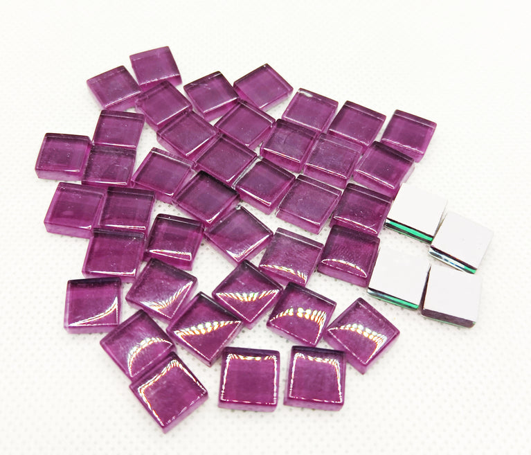 Focal  Mosaic Tiles Square Iridescent Crystal Mosaic Glass Tile for Crafts, Mosaic Pieces DIY Picture Frames Handmade Jewelry Art Decoration Gifts, ETC. 25 Gram pack
