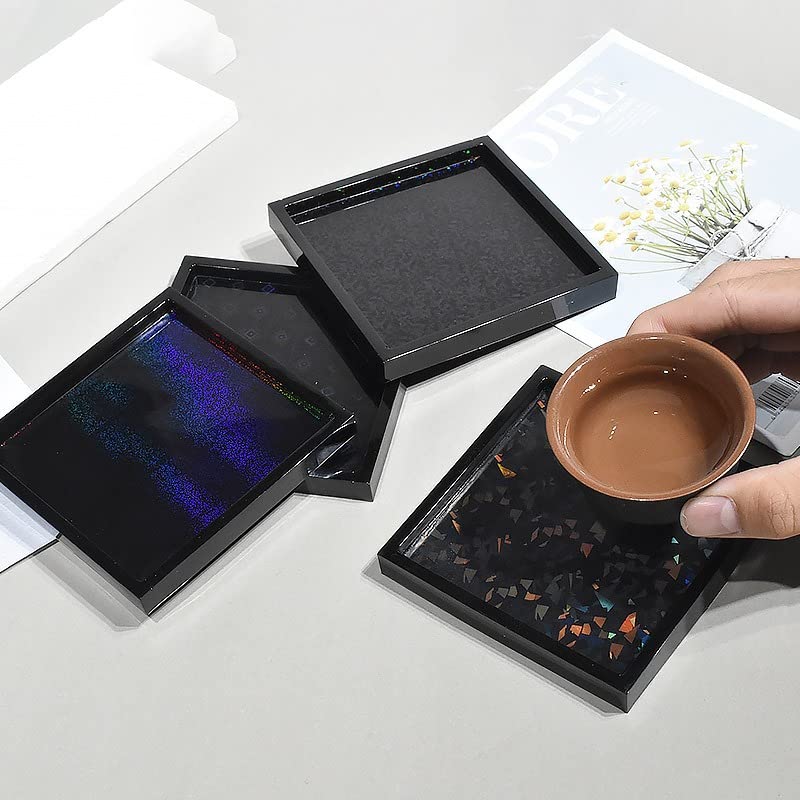 snoogg 2 pcs silicone holographic resin mold holographic coaster molds for resin silicone m