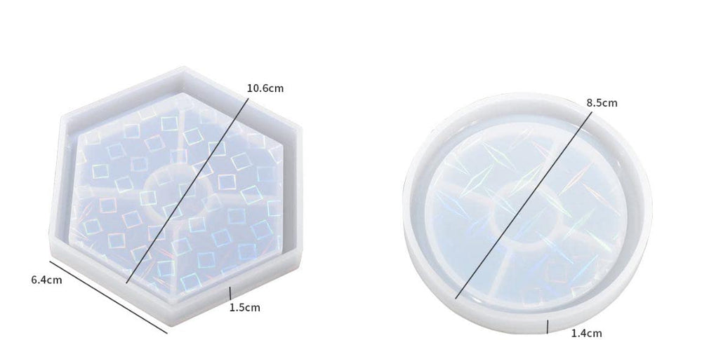 snoogg 2 pcs silicone holographic resin mold holographic coaster molds for resin silicone m