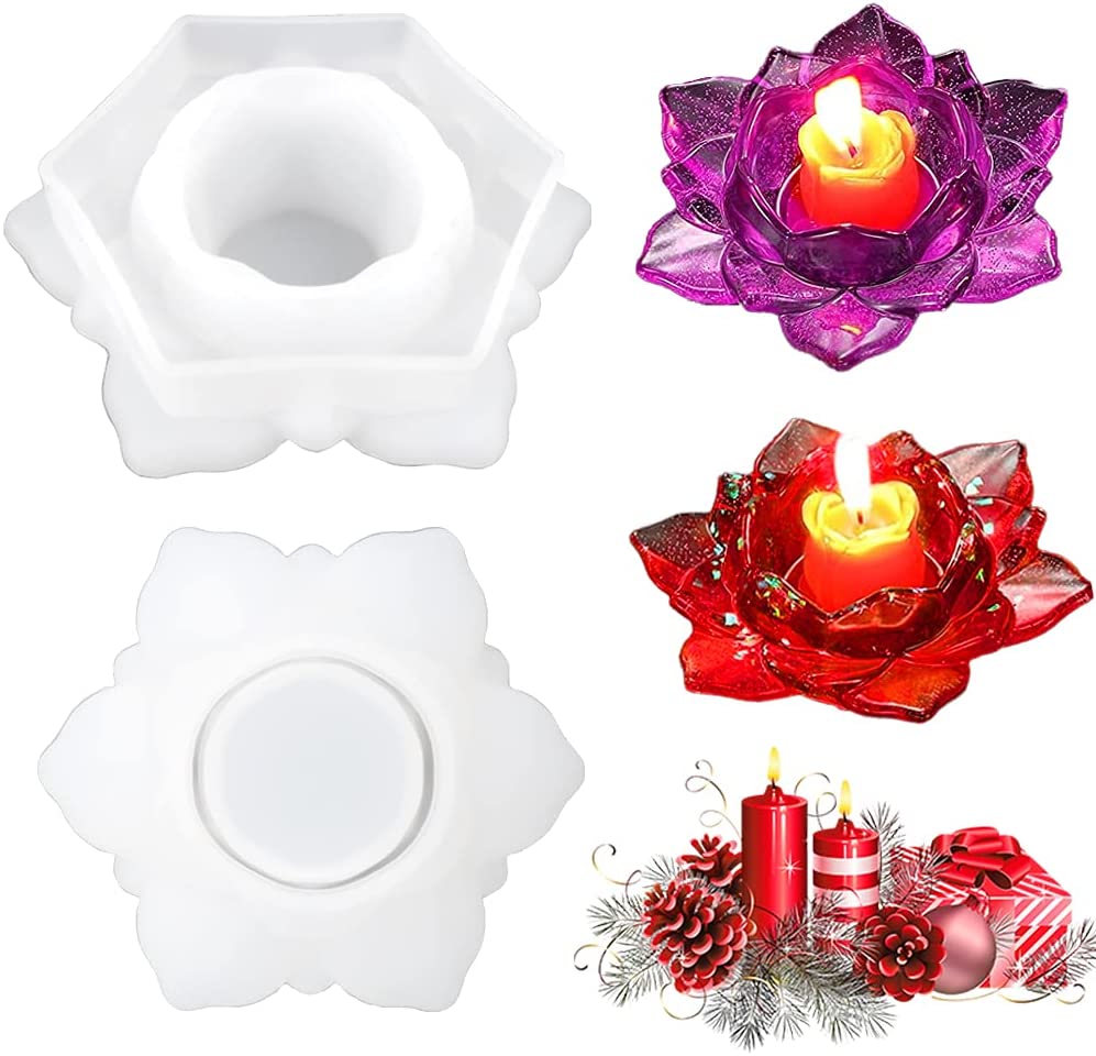 SNOOGG Pack of Lotus Tea Light, Astray, show piece  Silicone Moulds Use for Resin Casting for Event, ResinArt