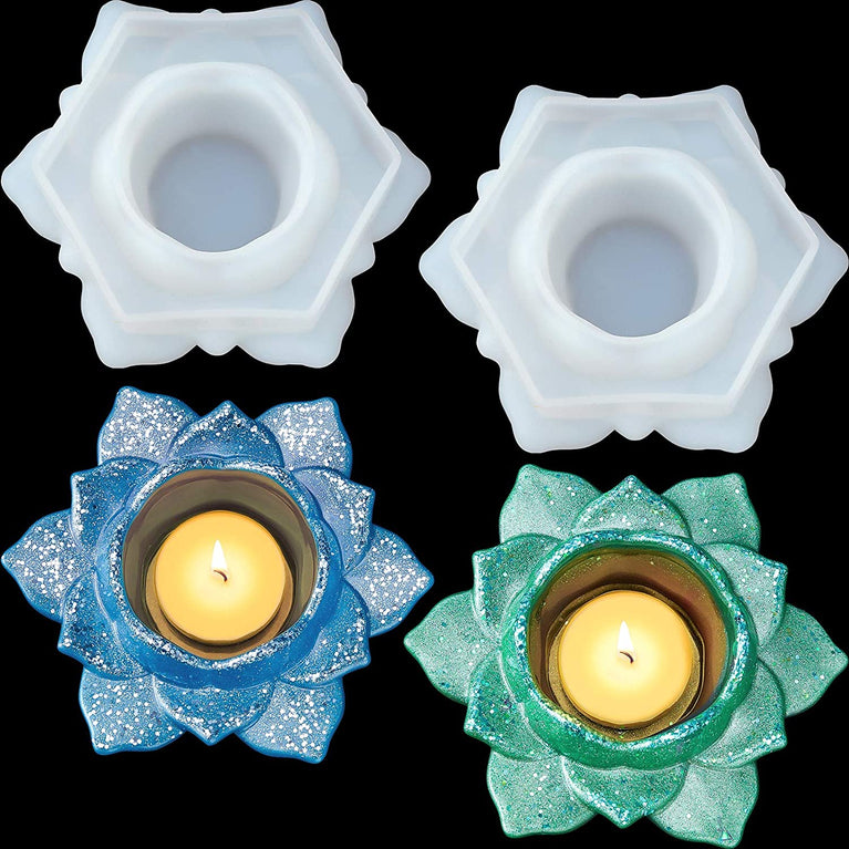 SNOOGG Pack of Lotus Tea Light, Astray, show piece  Silicone Moulds Use for Resin Casting for Event, ResinArt