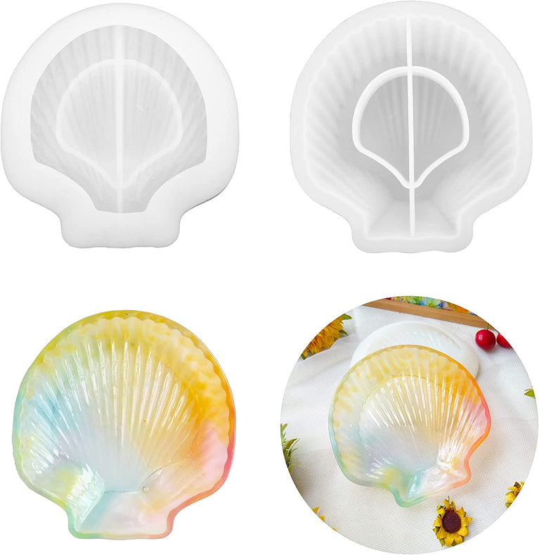 snoogg a set of 1 sea shell shape and lotus tea light astray decor silicone molds for epoxy