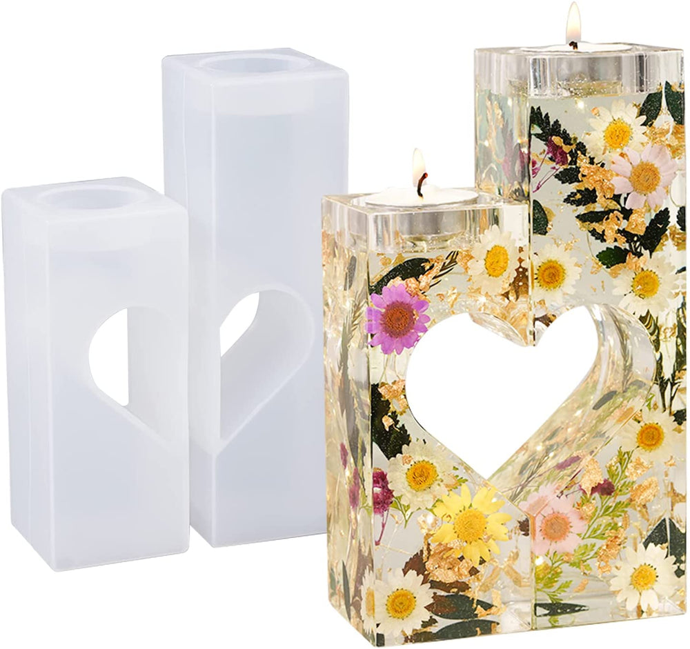 resin tealight candle holder molds 2 sizes in heart shape candles stick silicone molds cand