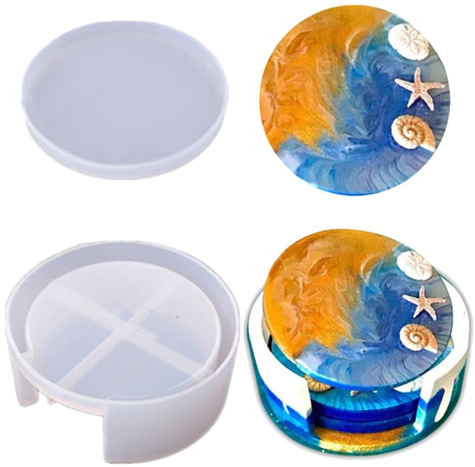 snoogg ™1 pack 15cm round coaster holder silicone molds for epoxy resin casting for event