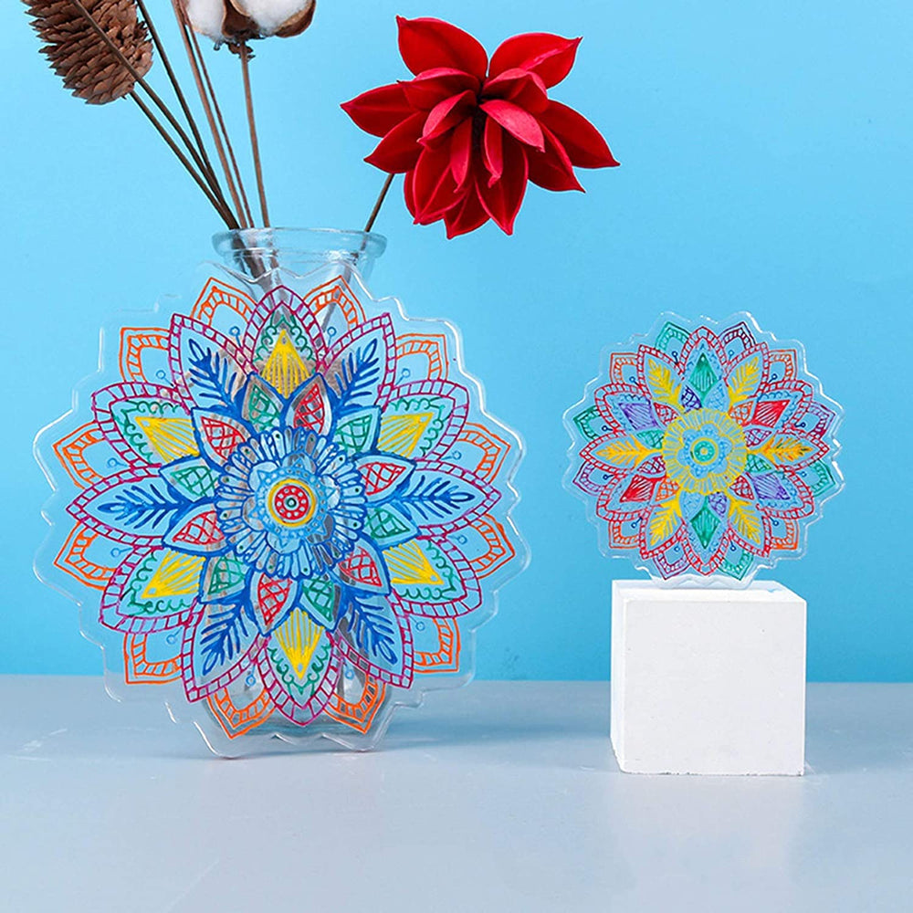 silicone mould for resin art casting etc design mandala with carving coaster size 5 inch pa