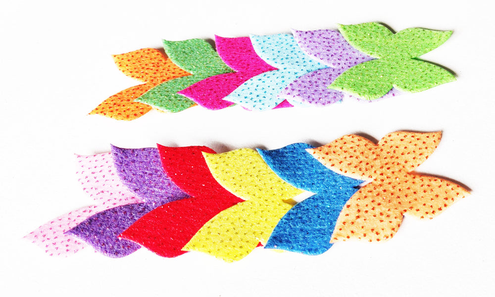 ultrasonic weld and cut shining fabric embellishment in different shapes comes as mx pack o