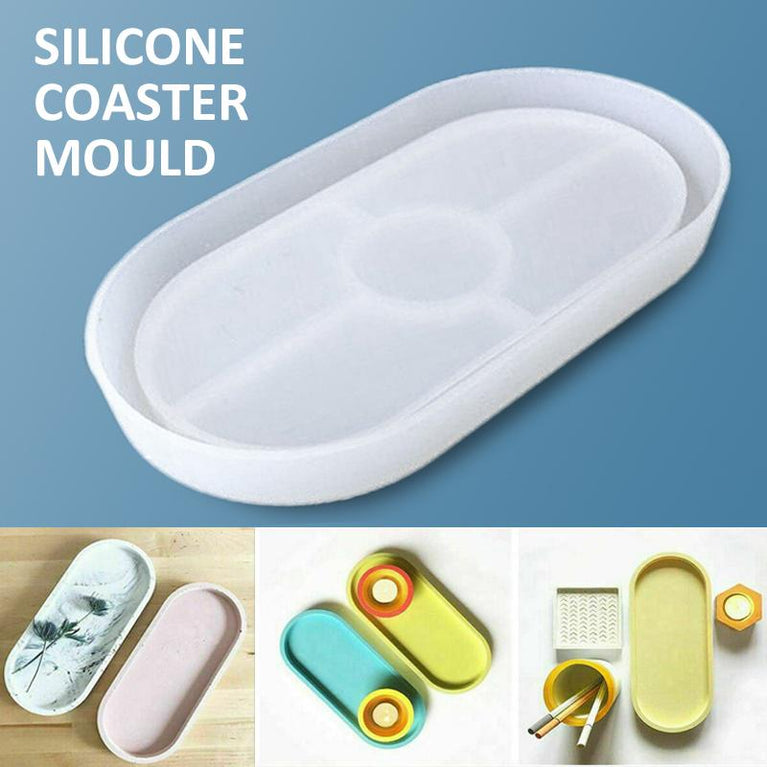 1 pack 8 inch oval shape tray silicone moulds use for resin casting for event resin art