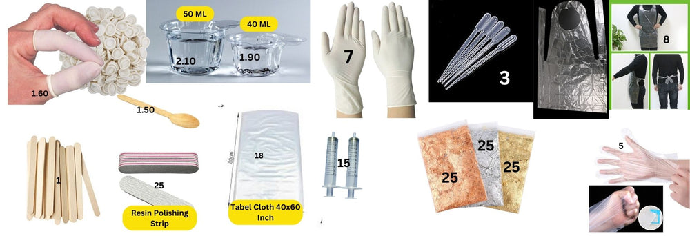 SPECIAL Festive promotion time scale offer on SNOOGG disposable items as dropper, hand gloves, finger caps, pouring cups, table cloth, aprons, mixing sticj and spoon etc