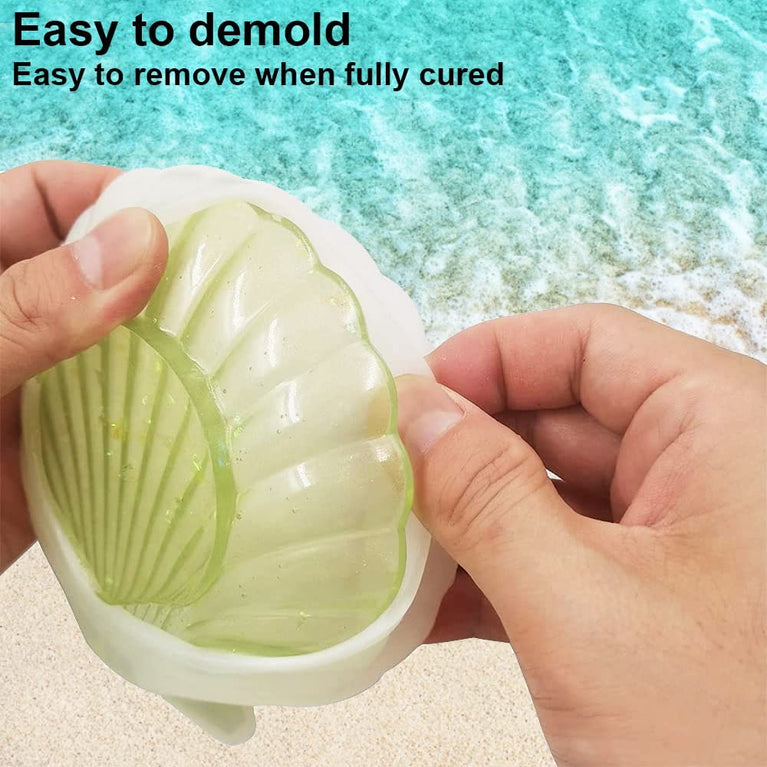 snoogg ™set of 1 sea shell shape and lotus tea light astray decor silicone molds for epox