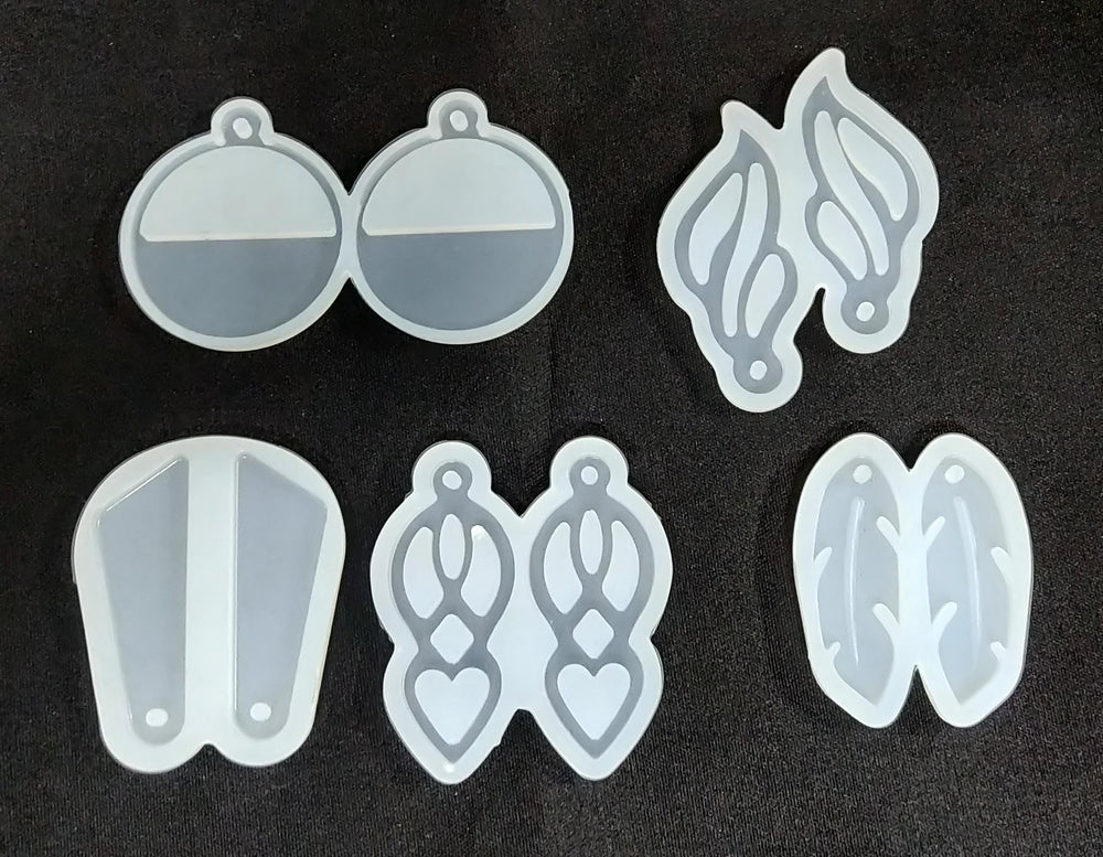 snoogg a 5 piece pack set of different earring design silicone molds for epoxy resin castin