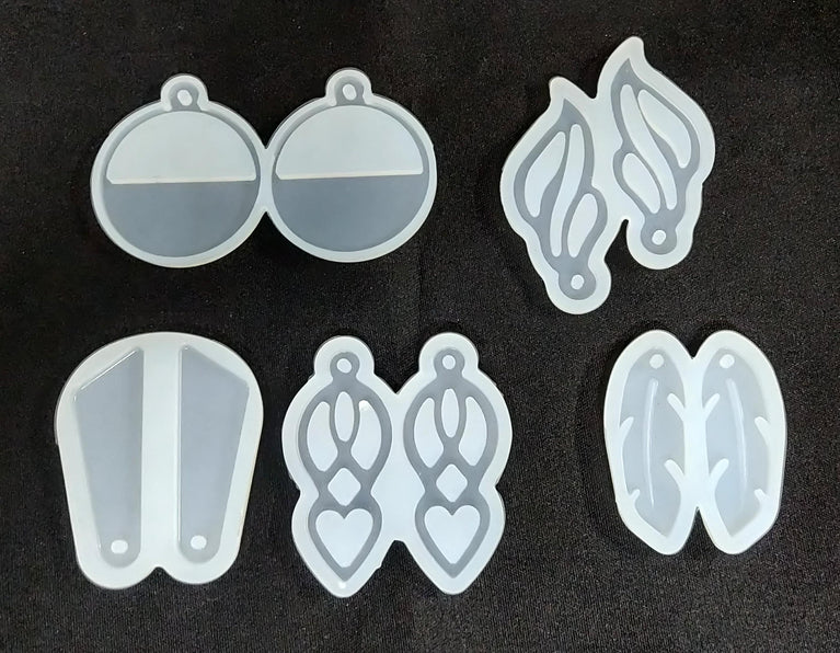 snoogg a 5 piece pack set of different earring design silicone molds for epoxy resin castin