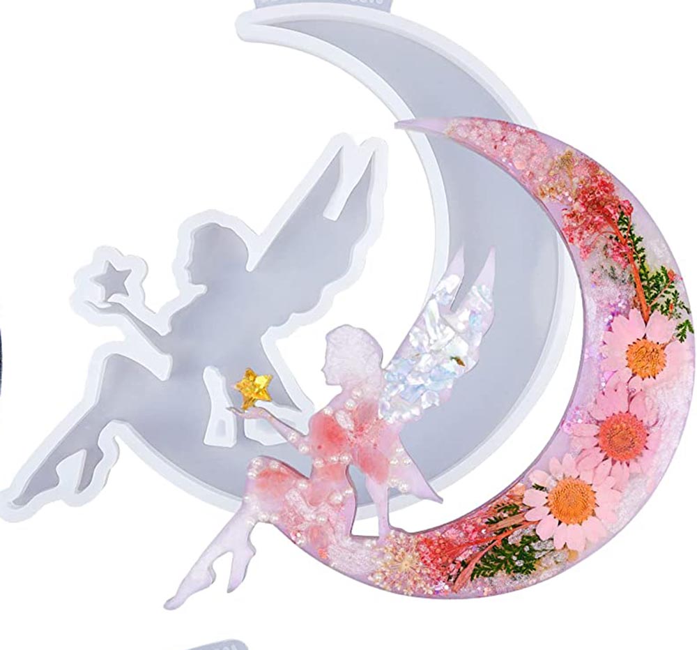 snoogg ™1 pack of moon fairy 5 inch silicone molds for epoxy resin casting for event resi