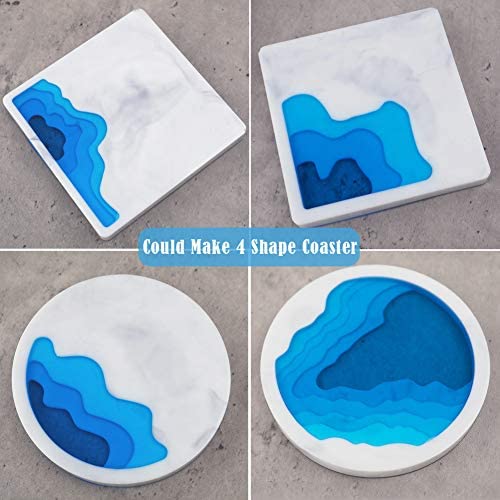 snoogg ™4 pack of river pattern coaster design f silicone molds for epoxy resin casting f
