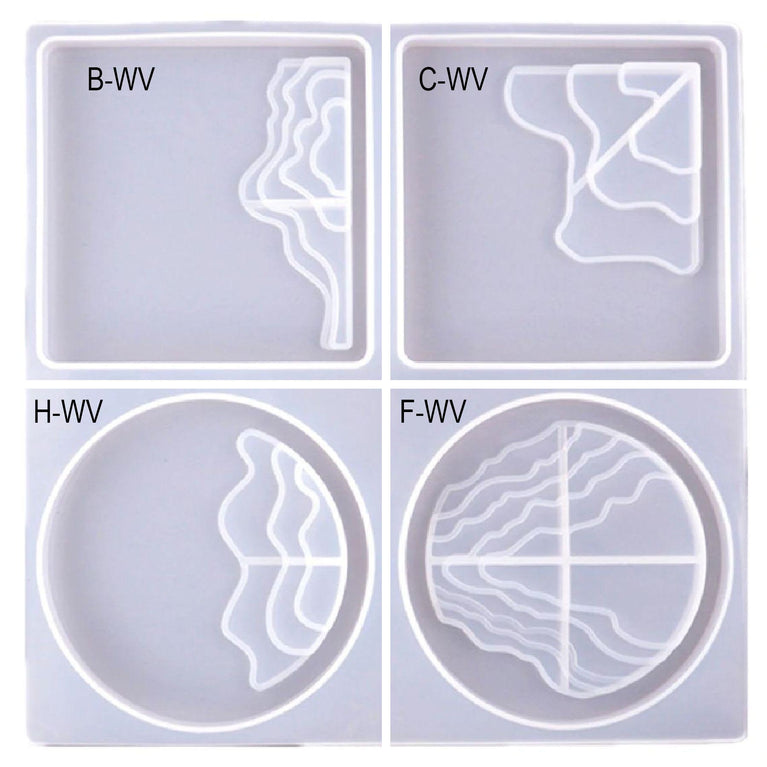 snoogg ™4 pack of river pattern coaster design c silicone molds for epoxy resin casting f