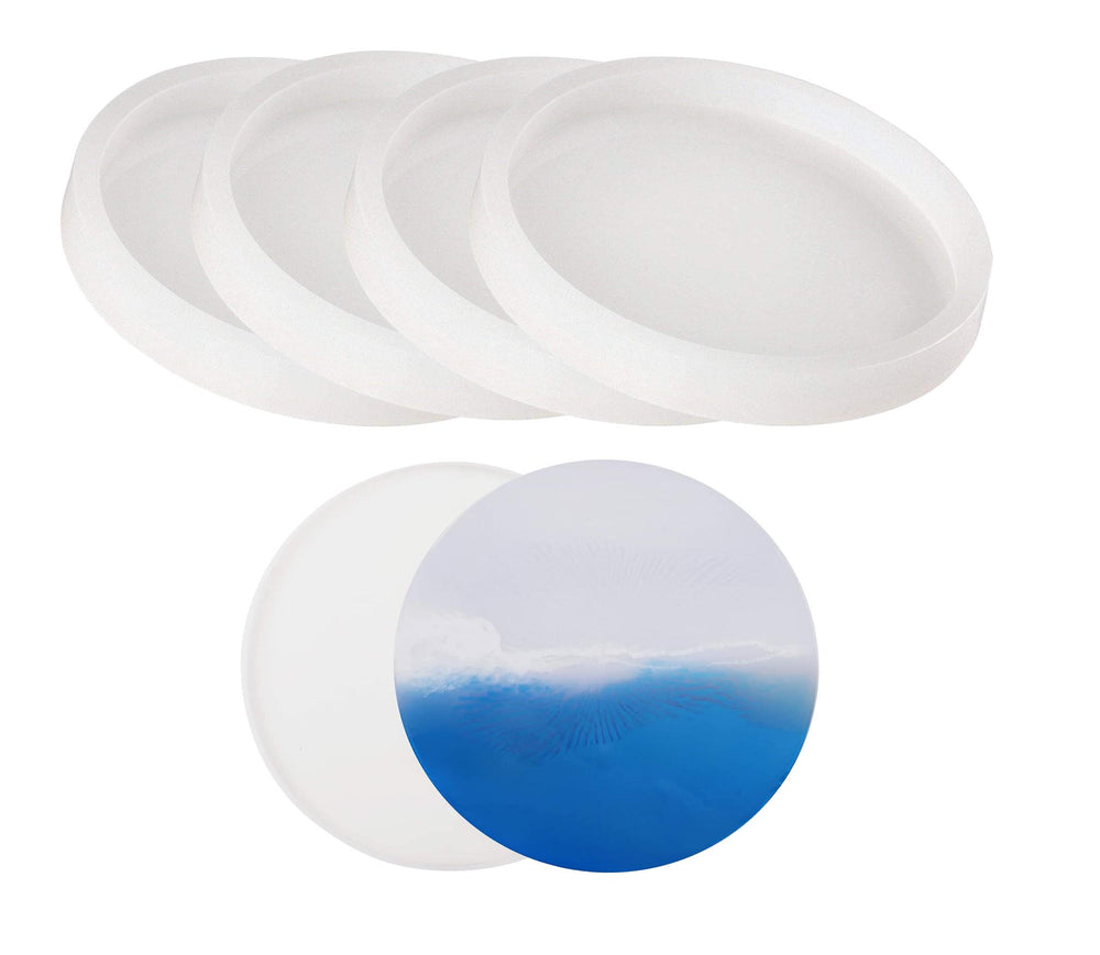 snoogg pack of 4 silicone moulds in round shape for epoxy resin art diy