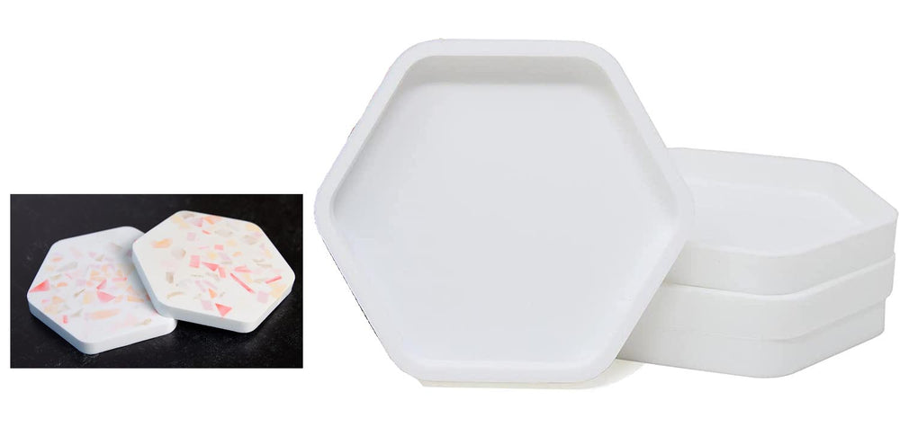 snoogg pack of 4 silicone moulds in hexagon shape for epoxy resin art diy