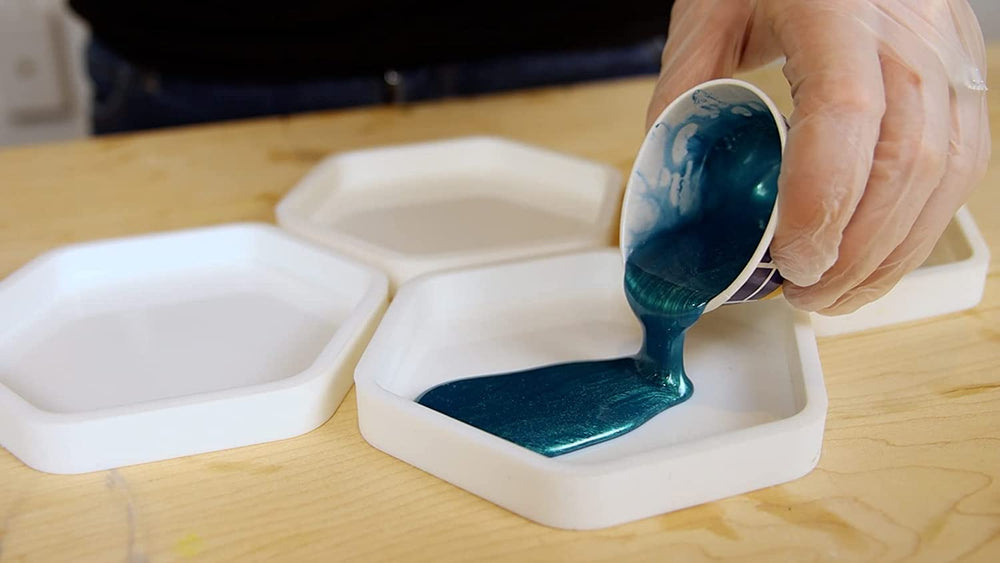 snoogg pack of 2 silicone moulds in hexagon shape for epoxy resin art diy