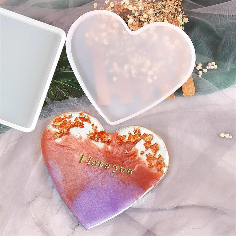 snoogg pack of 4 silicone moulds in heart shape for epoxy resin art diy