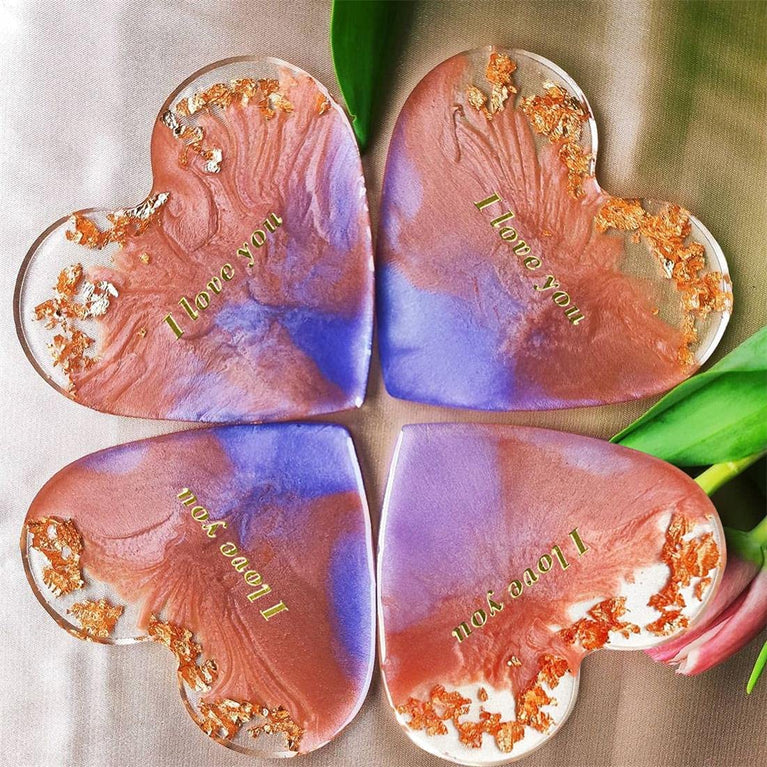 snoogg pack of 4 silicone moulds in heart shape for epoxy resin art diy
