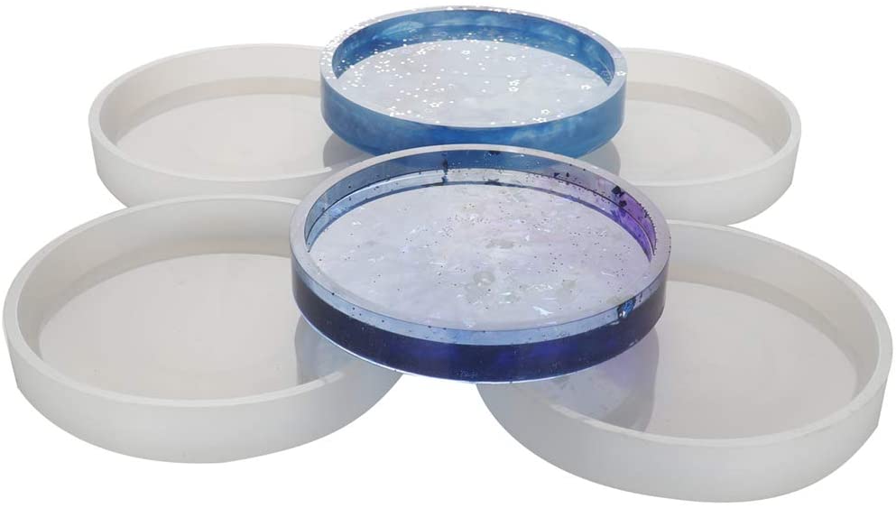 snoogg pack of 4 silicone moulds in round bt shape for epoxy resin art diy