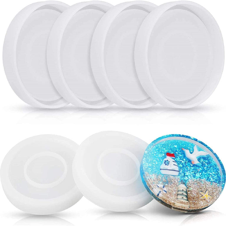 snoogg pack of 4 silicone moulds in round bt shape for epoxy resin art diy