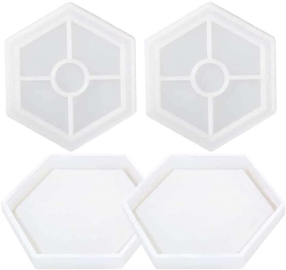 snoogg pack of 2 silicone moulds in hexagon bt shape for epoxy resin art diy