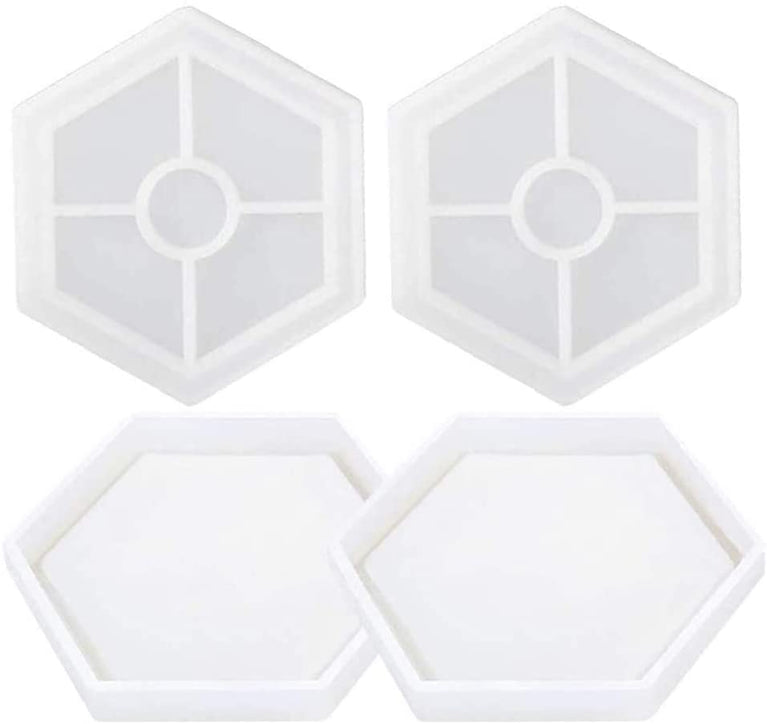 snoogg pack of 2 silicone moulds in hexagon bt shape for epoxy resin art diy
