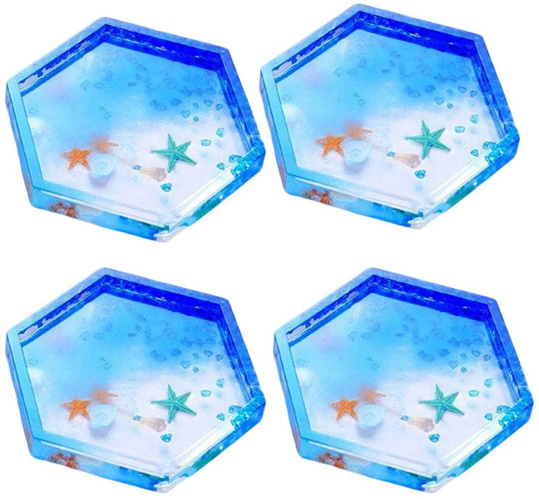 snoogg pack of 4 silicone moulds in hexagon bt shape for epoxy resin art diy
