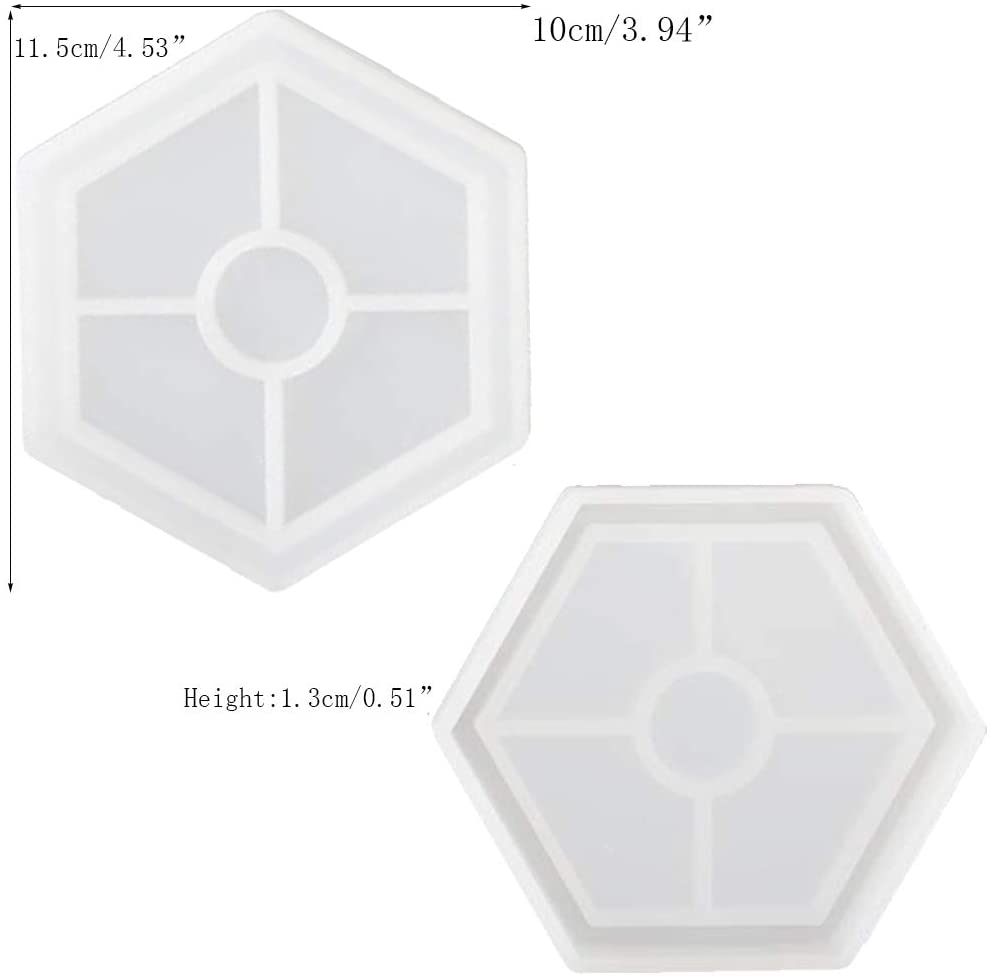 snoogg pack of 2 silicone moulds in hexagon bt shape for epoxy resin art diy