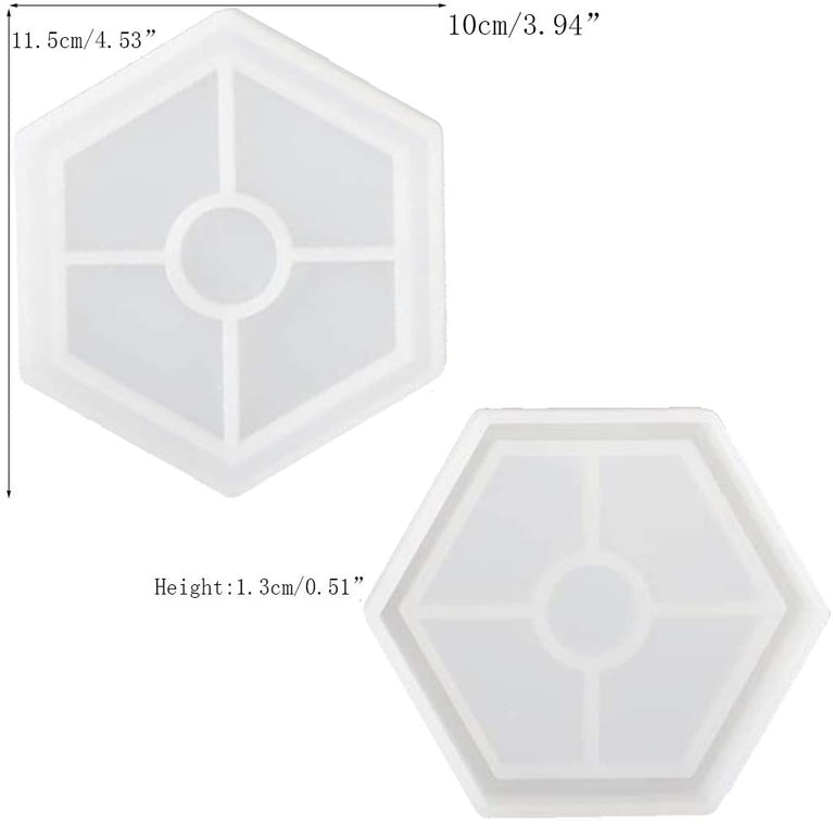 snoogg pack of 2 silicone moulds in hexagon bt shape for epoxy resin art diy