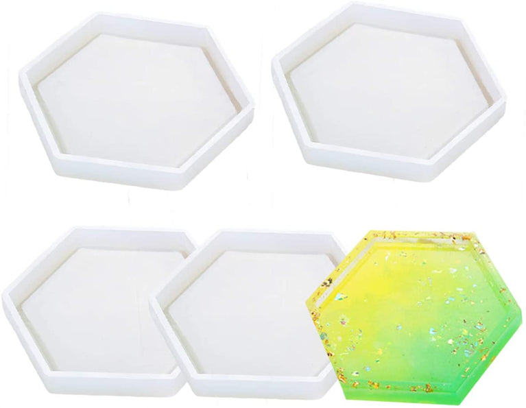 snoogg pack of 4 silicone moulds in hexagon bt shape for epoxy resin art diy