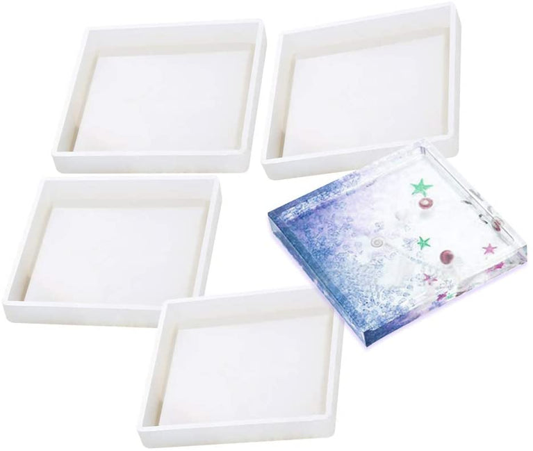 snoogg pack of 4 silicone moulds in square bt shape for epoxy resin art diy