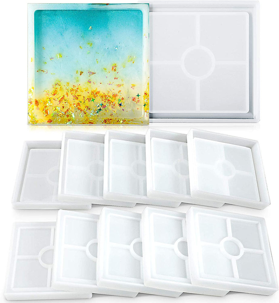 snoogg pack of 2 silicone moulds in square bt shape for epoxy resin art diy