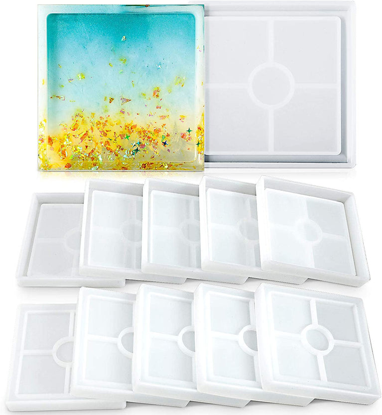 snoogg pack of 4 silicone moulds in square bt shape for epoxy resin art diy