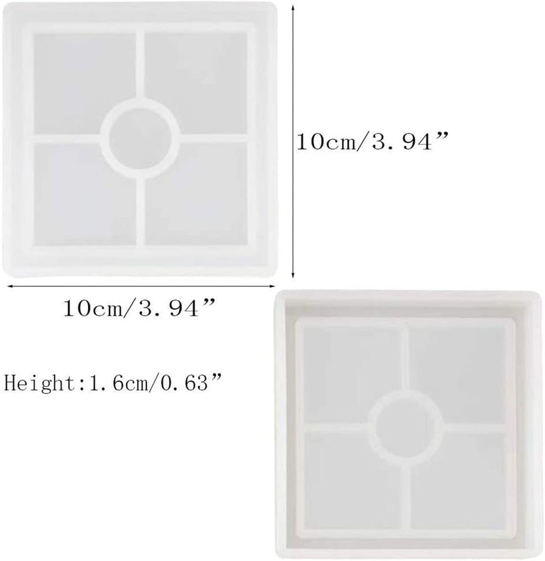 snoogg pack of 4 silicone moulds in square bt shape for epoxy resin art diy