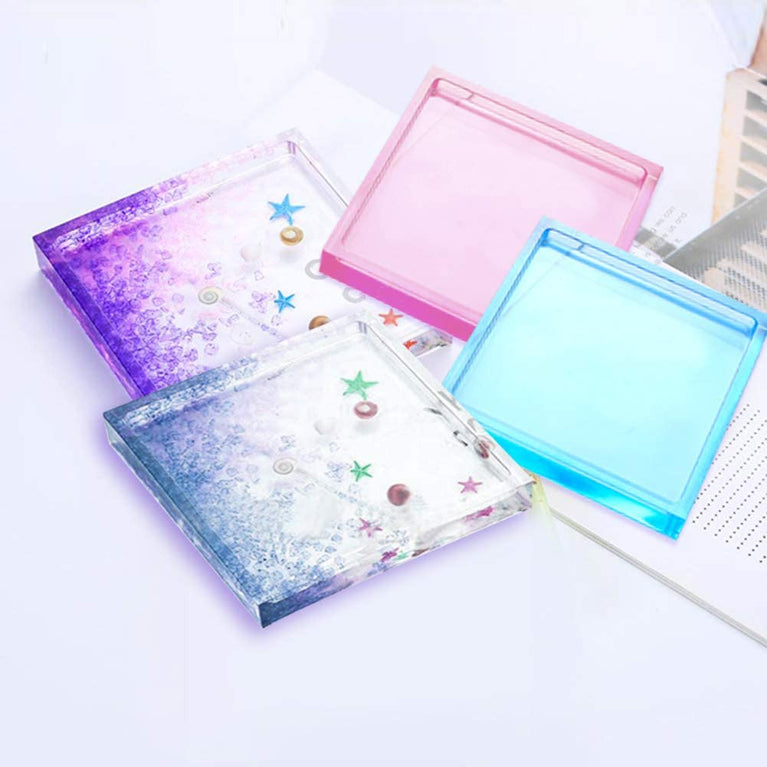 snoogg pack of 4 silicone moulds in square bt shape for epoxy resin art diy