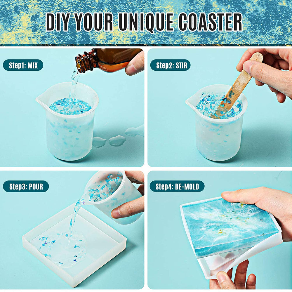 snoogg pack of 2 silicone moulds in square bt shape for epoxy resin art diy