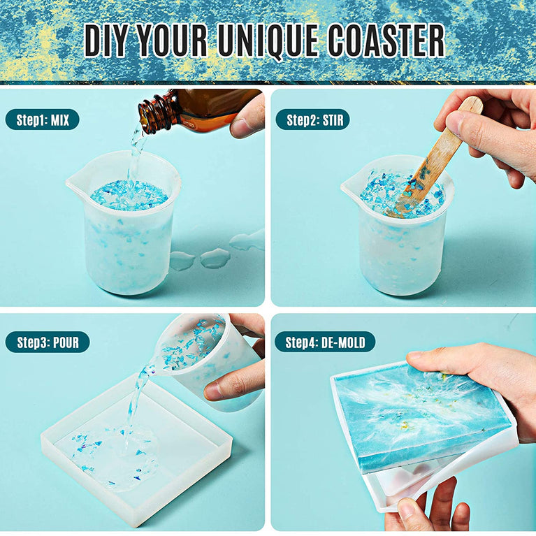 snoogg pack of 2 silicone moulds in square bt shape for epoxy resin art diy