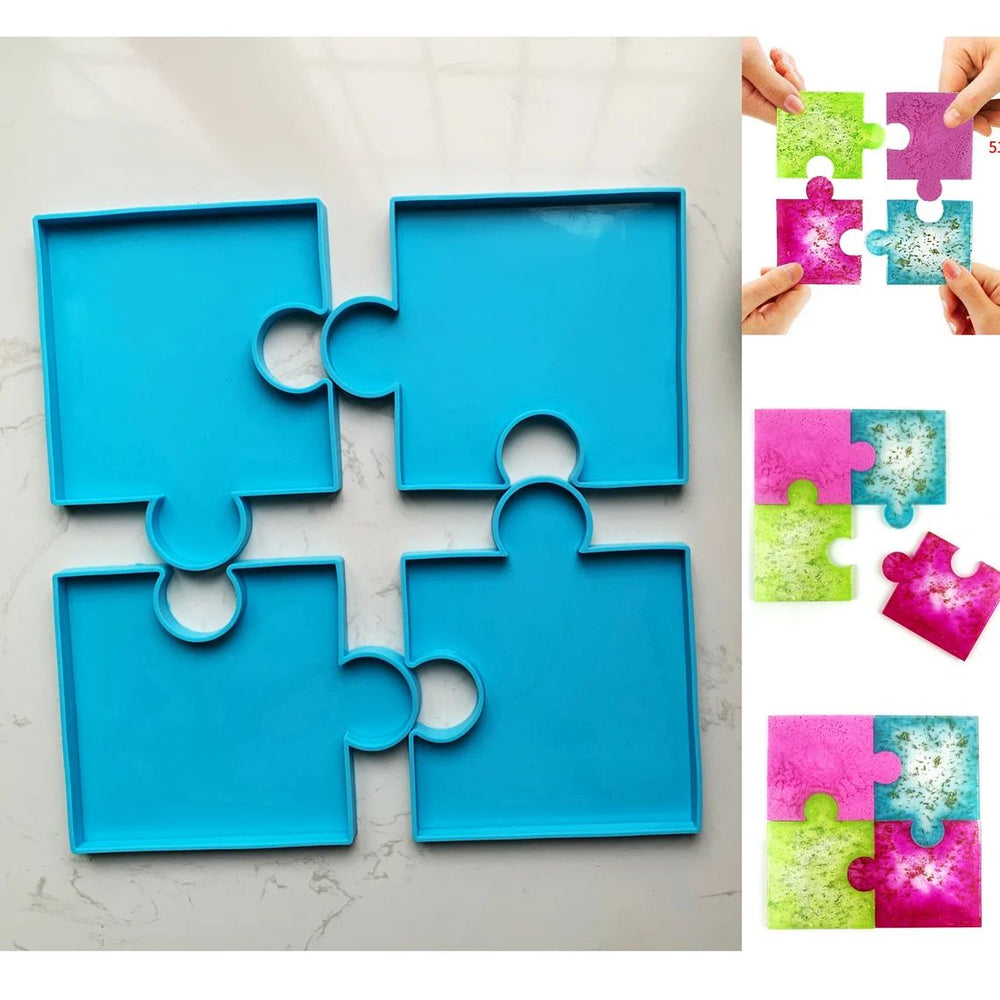 snoogg pack of 2 silicone moulds in puzzel shape for epoxy resin art diy