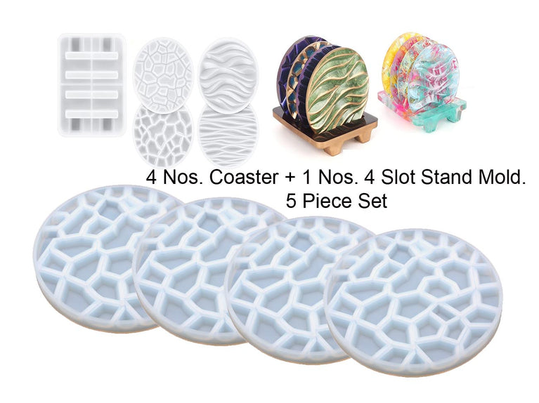 snoogg a 4 pack 10cm 3d depth heavy duty coaster design skin silicone molds for epoxy resin