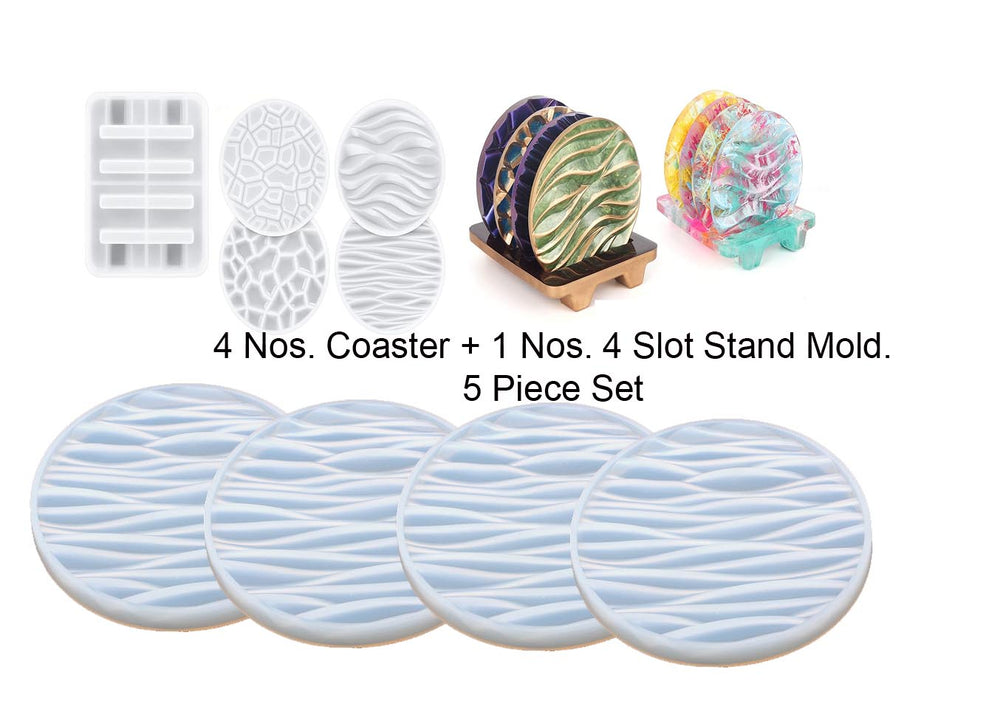 snoogg a 4 pack 10cm 3d depth heavy duty coaster design wave silicone molds for epoxy resin