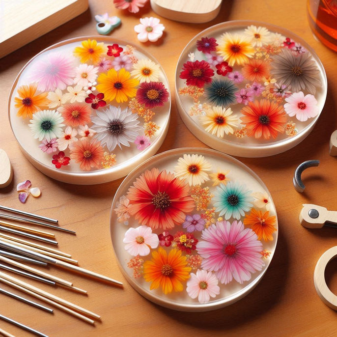 DIY Epoxy Resin Coasters with Dried Flowers