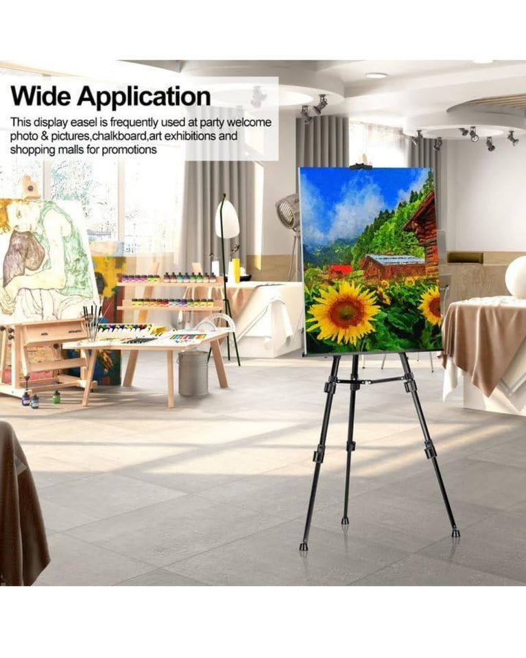 SNOOGGG 68 Inch Foldable Heavy Duty Iron Easel Stand, Picture Easel, Display Stand for Cookie, Photo,Place Card or at Weddings, Birthday PartyP erfect for Painting, Showcasing, and Promotion.