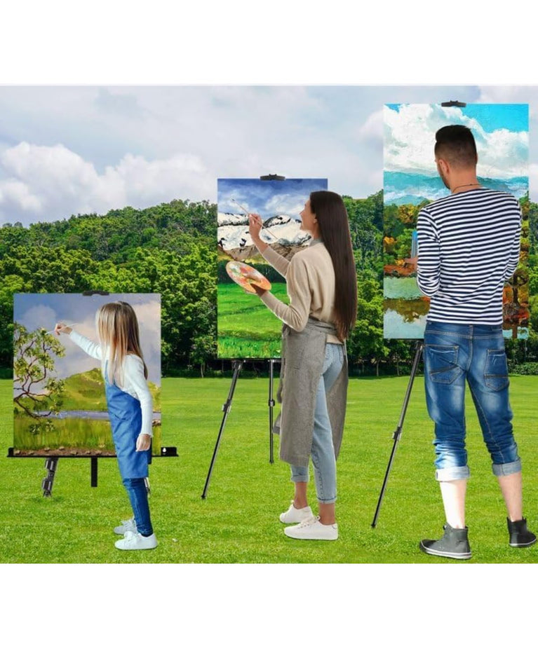 SNOOGGG 68 Inch Foldable Heavy Duty Iron Easel Stand, Picture Easel, Display Stand for Cookie, Photo,Place Card or at Weddings, Birthday PartyP erfect for Painting, Showcasing, and Promotion.