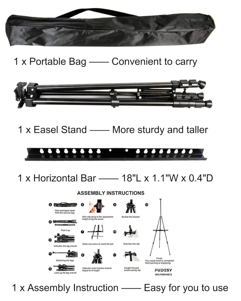 SNOOGGG 68 Inch Foldable Heavy Duty Iron Easel Stand, Picture Easel, Display Stand for Cookie, Photo,Place Card or at Weddings, Birthday PartyP erfect for Painting, Showcasing, and Promotion.