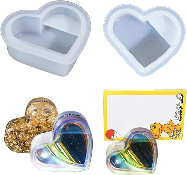 Card Holder / Display card. Set of three Silicone Molds in Shape : Heart , Flower, Round.