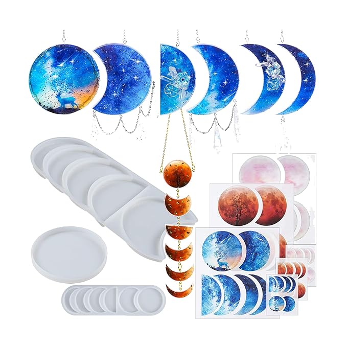 Snoogg Silicone Lunar Moon and Sun and Star Resin epoxy Mold for Frames Home Decor, DIY Crafts Project and Handmade Personalized Customize Gifts
