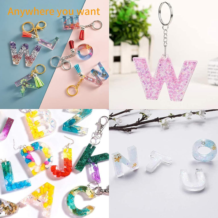 Alphabet Resin Molds Silicone with 12 pc keychain