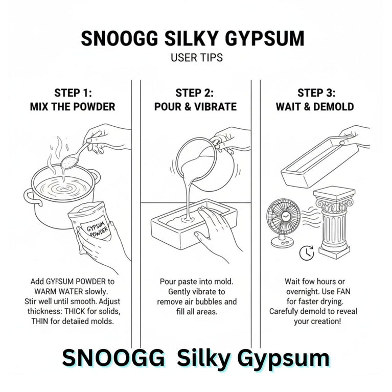 SNOOGG Silky Gypsum Plaster Powder – Ideal for Hand & Craft Molds, Sculptures, Dioramas, Pottery, and Home Décor | Premium Casting Plaster for Art, Ceramic, and Hobby Projects