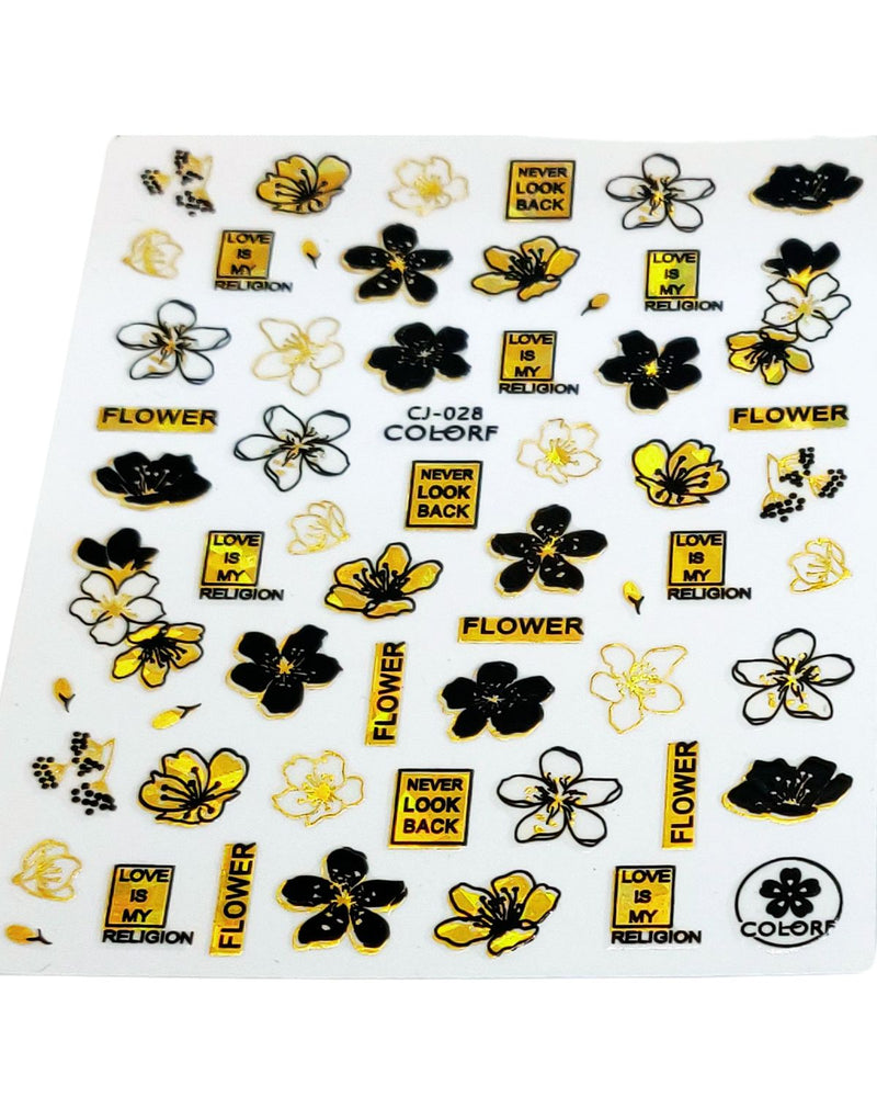 GOLD AND BLACK BEAUTIFULL NAIL ART STICKER . 3 M ADHESIVE  size : 3.25X4 IN Pack :50 pcs